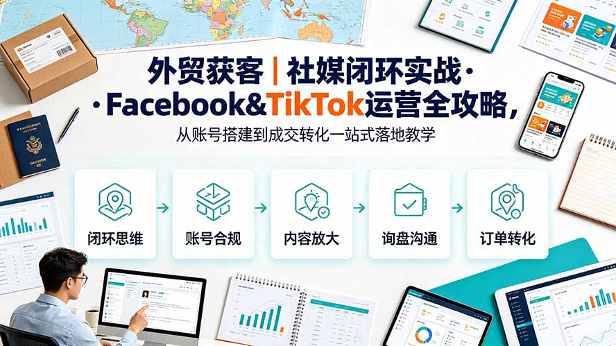 外贸获客｜社媒闭环实战·Facebook&TikTok运营全攻略，从账号搭建到成交转化一站式落地教学-吾爱云课堂