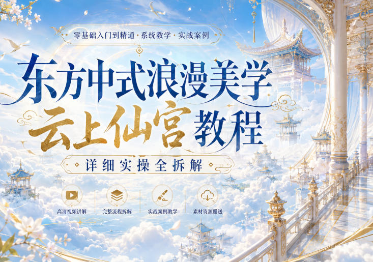 东方中式浪漫美学云上仙宫教程，详细实操全拆解-吾爱云课堂