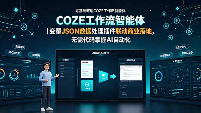 零基础吃透COZE工作流智能体｜变量JSON数据处理插件联动商业落地，无需代码掌握AI自动化-吾爱云课堂