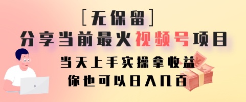 无保留分享当前最火视频号项目,当天上手实操拿收益,你也可以日入几百-吾爱云课堂