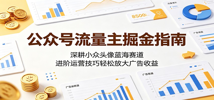 公众号流量主掘金指南：深耕小众头像蓝海赛道，进阶运营技巧轻松放大广告收益-吾爱云课堂