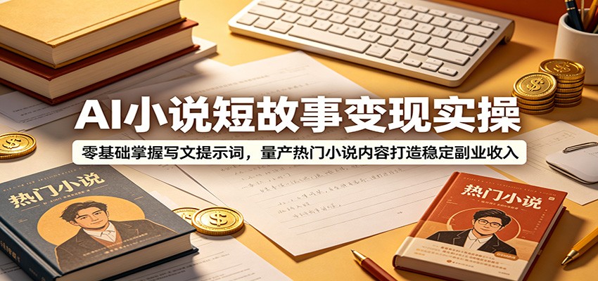 AI小说短故事变现实操：零基础掌握写文提示词，量产热门小说内容打造稳定副业收入-吾爱云课堂