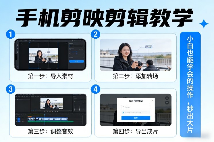 手机剪映剪辑教学，小白也能学会的操作，秒出大片-吾爱云课堂