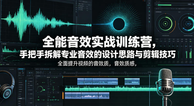 全能音效实战训练营，手把手拆解专业音效的设计思路与剪辑技巧，全面提升视频的音效质感-吾爱云课堂