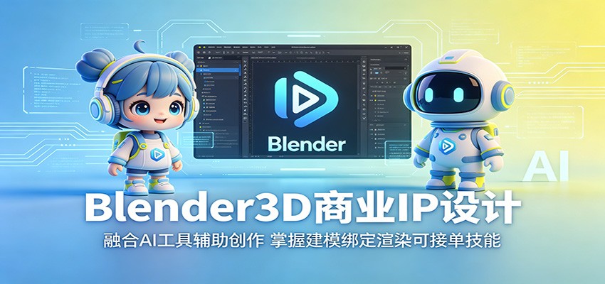 Blender3D商业IP设计：融合AI工具辅助创作，掌握建模绑定渲染可接单技能-吾爱云课堂
