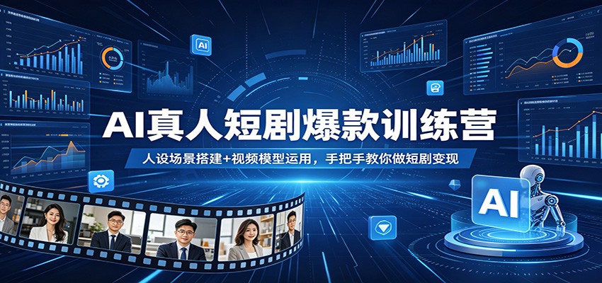 AI真人短剧爆款训练营：人设场景搭建+视频模型运用，手把手教你做短剧变现-吾爱云课堂