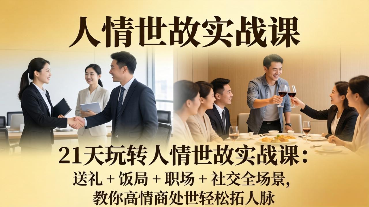 21 天玩转人情世故实战课：送礼 + 饭局 + 职场 + 社交全场景，教你高情商处世轻松拓人脉-吾爱云课堂