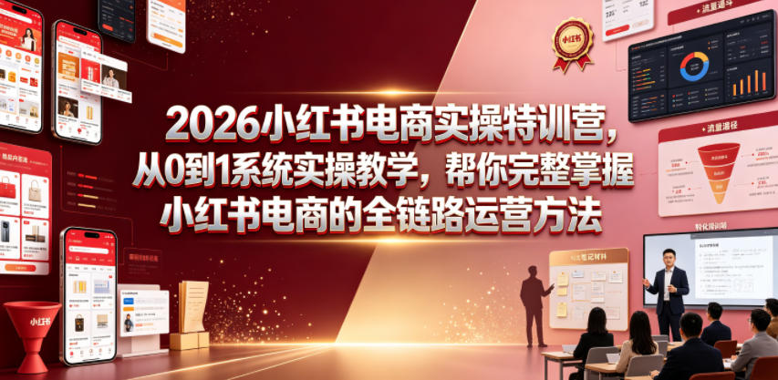 2026小红书电商实操特训营，从0到1系统实操教学，帮你完整掌握小红书电商的全链路运营方法-吾爱云课堂