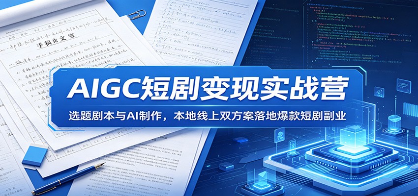 AIGC短剧变现实战营：选题剧本与AI制作，本地线上双方案落地爆款短剧副业-吾爱云课堂