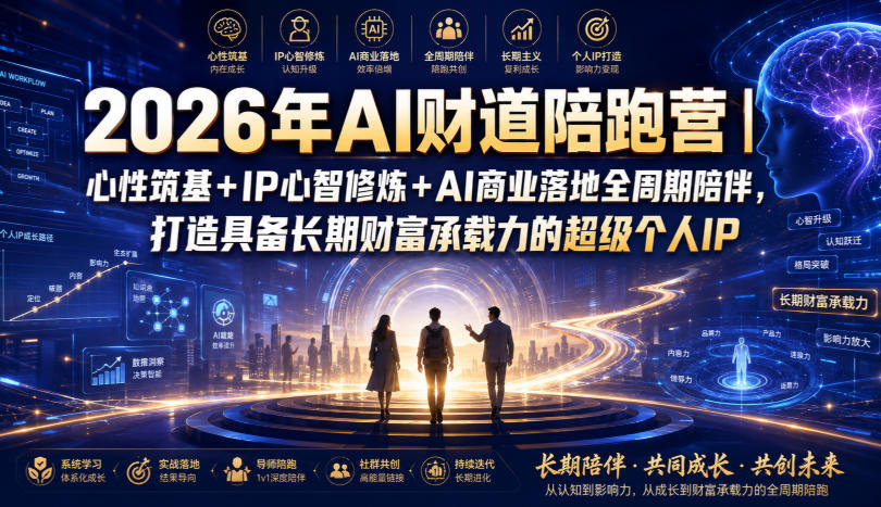 2026年AI财道陪跑营｜心性筑基+IP心智修炼+AI商业落地全周期陪伴，打造具备长期财富承载力的超级个人IP-吾爱云课堂