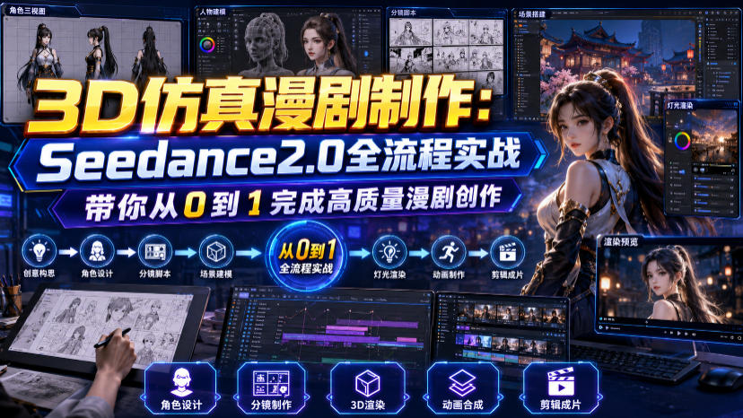 3D仿真漫剧制作：Seedance2.0全流程实战，带你从0到1完成高质量漫剧创作-吾爱云课堂