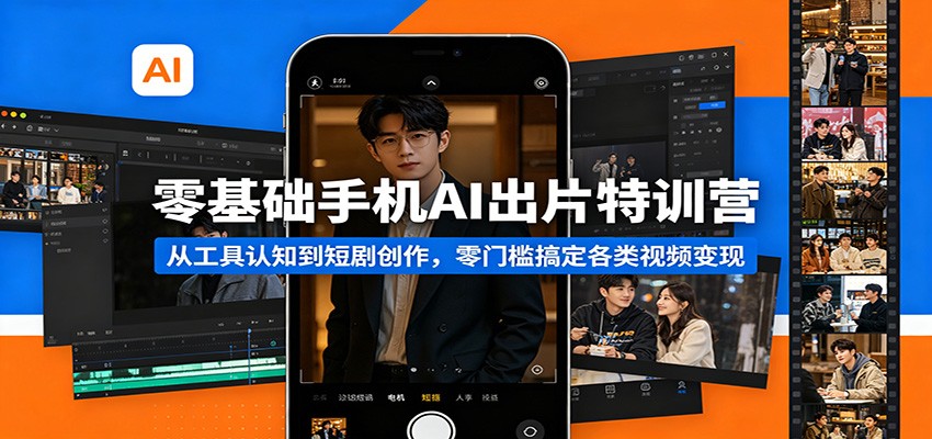 零基础手机AI出片特训营：从工具认知到短剧创作，零门槛搞定各类视频变现-吾爱云课堂