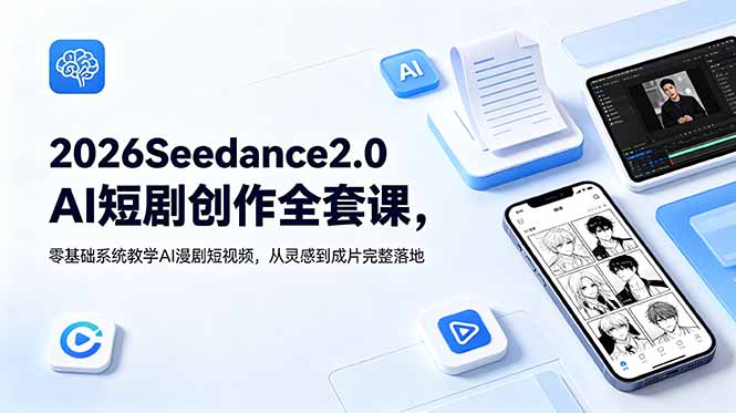 2026Seedance2.0AI短剧创作全套课，零基础系统教学AI漫剧短视频，从灵感到成片完整落地-吾爱云课堂