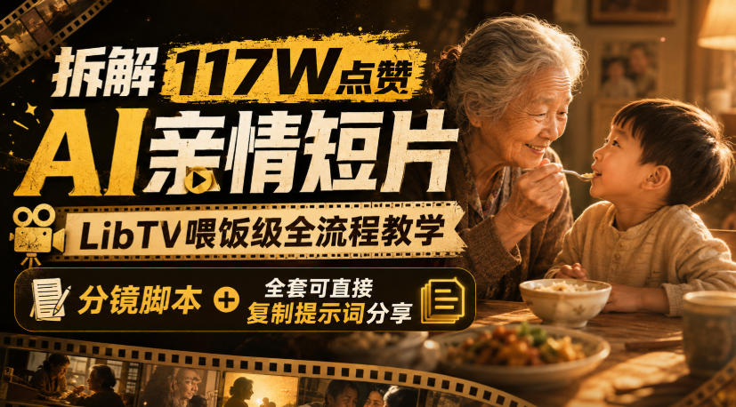 拆解117W点赞AI亲情短片，LibTV喂饭级全流程教学，分镜脚本+全套可直接复制提示词分享-吾爱云课堂