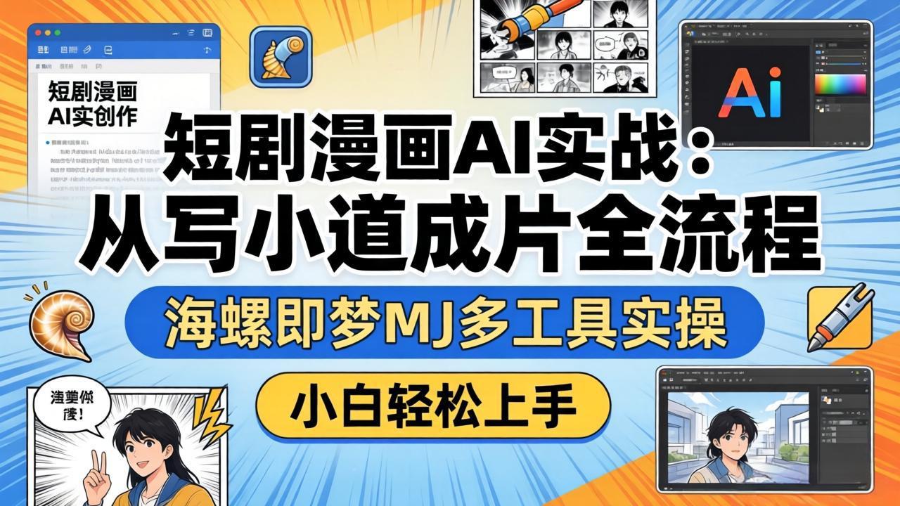 短剧漫画AI实战：从写小说到成片全流程，海螺即梦MJ多工具实操，小白轻松上手-吾爱云课堂