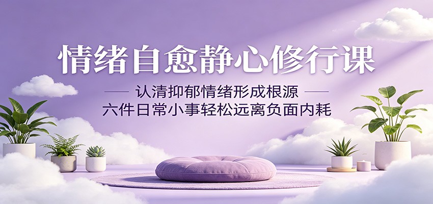 情绪自愈静心修行课：认清抑郁情绪形成根源，六件日常小事轻松远离负面内耗-吾爱云课堂
