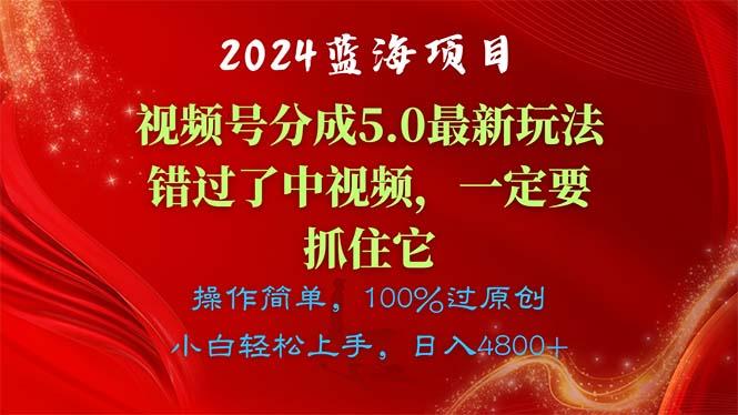 2024蓝海项目,视频号分成计划5.0最新玩法,错过了中视频,一定要抓住...-吾爱云课堂