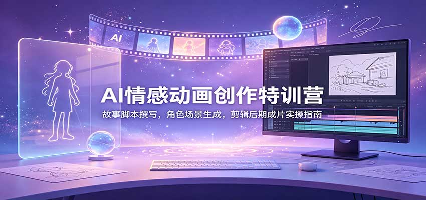 AI情感动画创作特训营:故事脚本撰写,角色场景生成,剪辑后期成片实操指南-吾爱云课堂