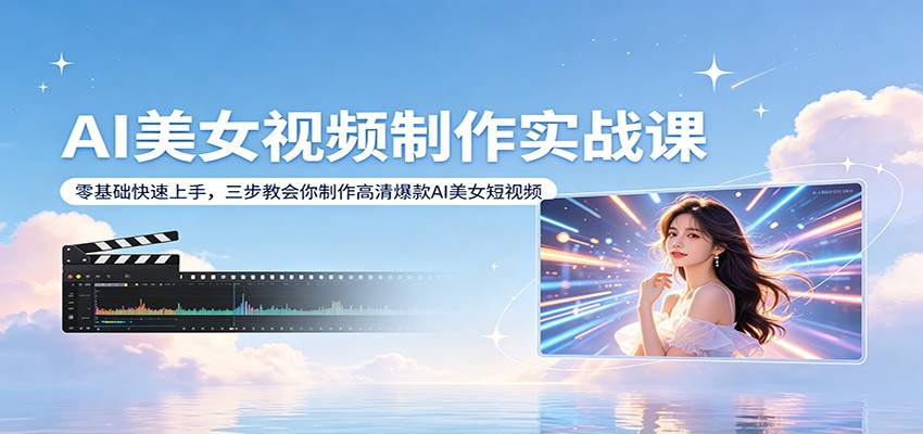 AI美女视频制作实战课：零基础快速上手，三步教会你制作高清爆款AI美女短视频-吾爱云课堂