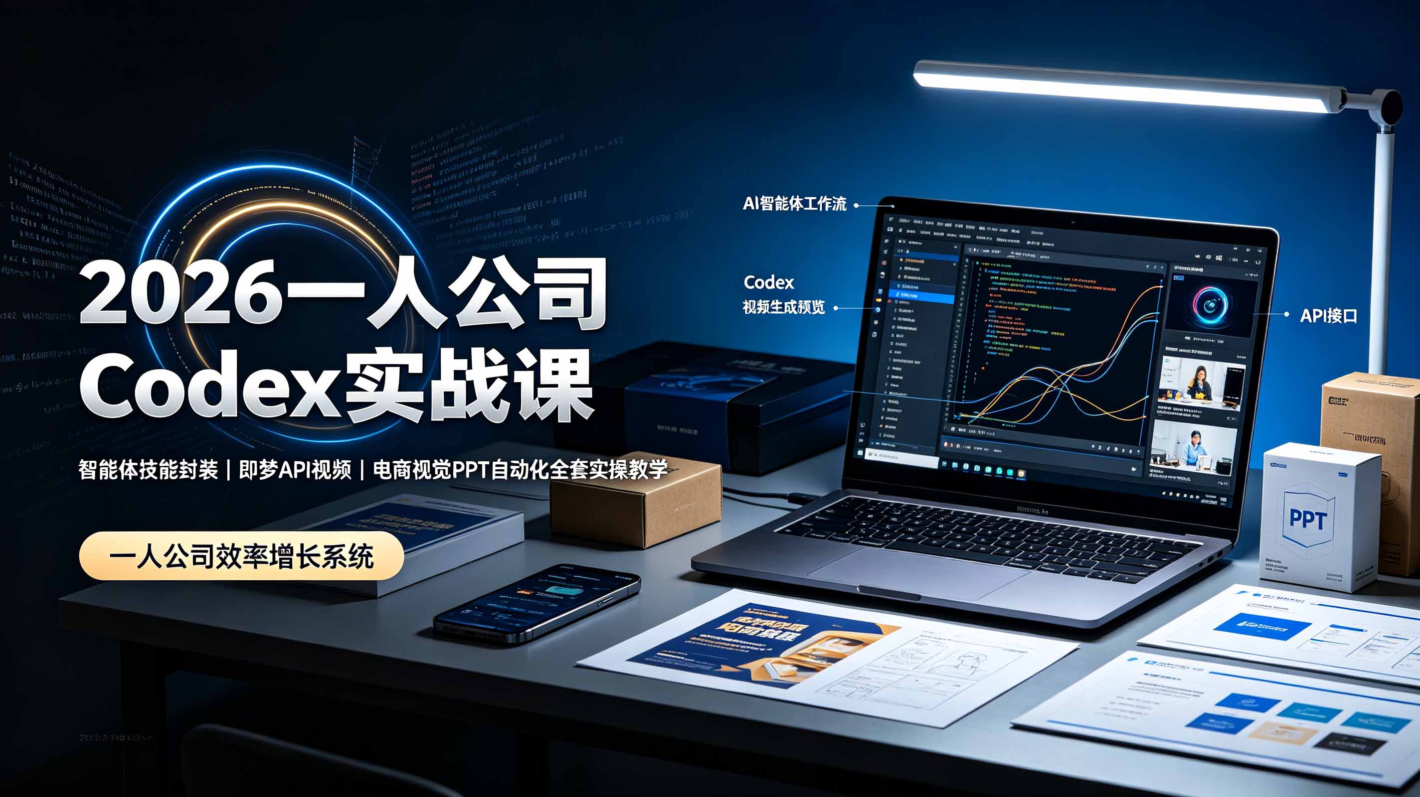 2026一人公司Codex实战课◆智能体技能封装｜即梦API视频｜电商视觉PPT自动化全套实操教学-吾爱云课堂