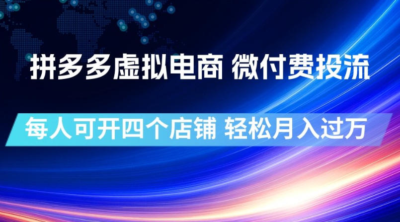 拼多多虚拟电商,微付费投流玩法,每人可开四个店,轻松月入过1W【揭秘】-吾爱云课堂