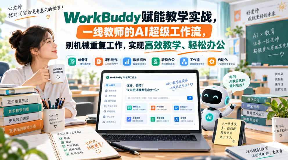 WorkBuddy赋能教学实战，一线教师的AI超级工作流，别机械重复工作，实现高效教学、轻松办公-吾爱云课堂
