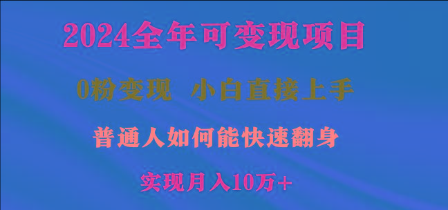 2024全年可变现项目,一天收益至少2000+,小白上手快,普通人就要利用互...-吾爱云课堂