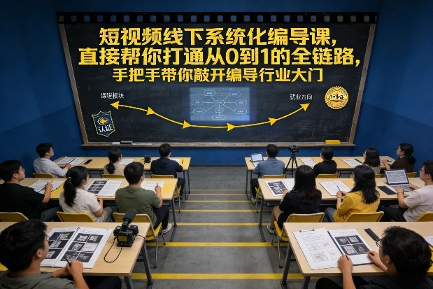 短视频线下系统化编导课，直接帮你打通从0到1的全链路，手把手带你敲开编导行业大门-吾爱云课堂