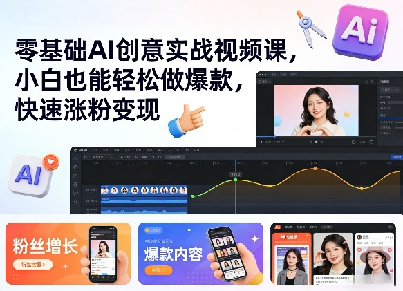 零基础AI创意实战视频课，小白也能轻松做爆款，快速涨粉变现-吾爱云课堂