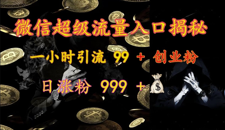 微信超级流量入口揭秘:一小时引流 99 + 创业粉,日涨粉 999 +-吾爱云课堂