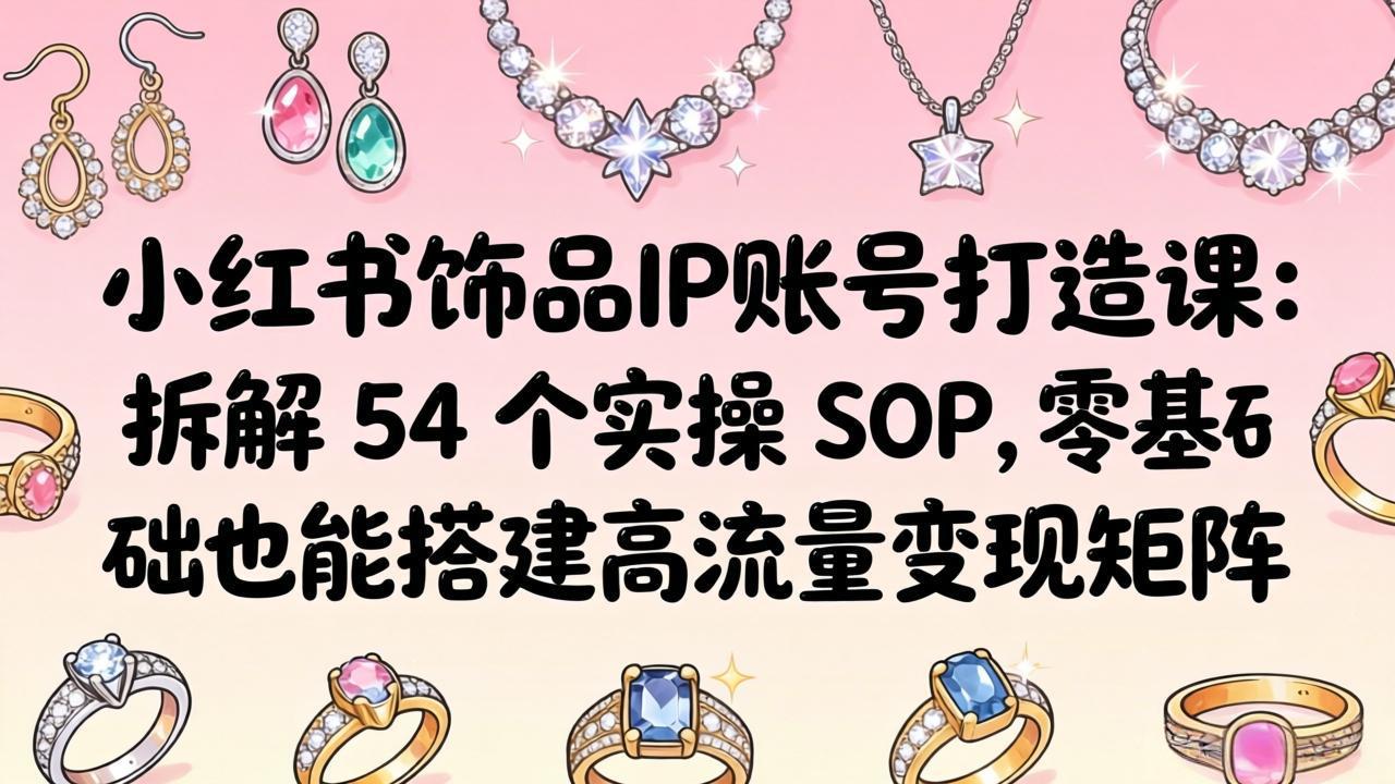 小红书饰品IP账号打造课：拆解 54 个实操 SOP，零基础也能搭建高流量变现矩阵-吾爱云课堂