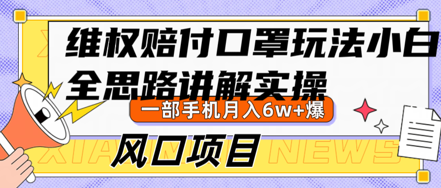 维权赔付口罩玩法,小白也能月入6w+,风口项目实操-吾爱云课堂