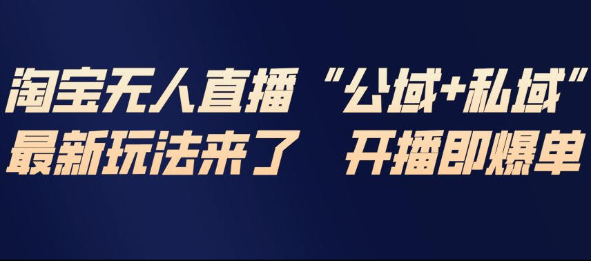 淘宝无人直播完整教程，公试+私域，最新玩法来了，开播即爆单-吾爱云课堂