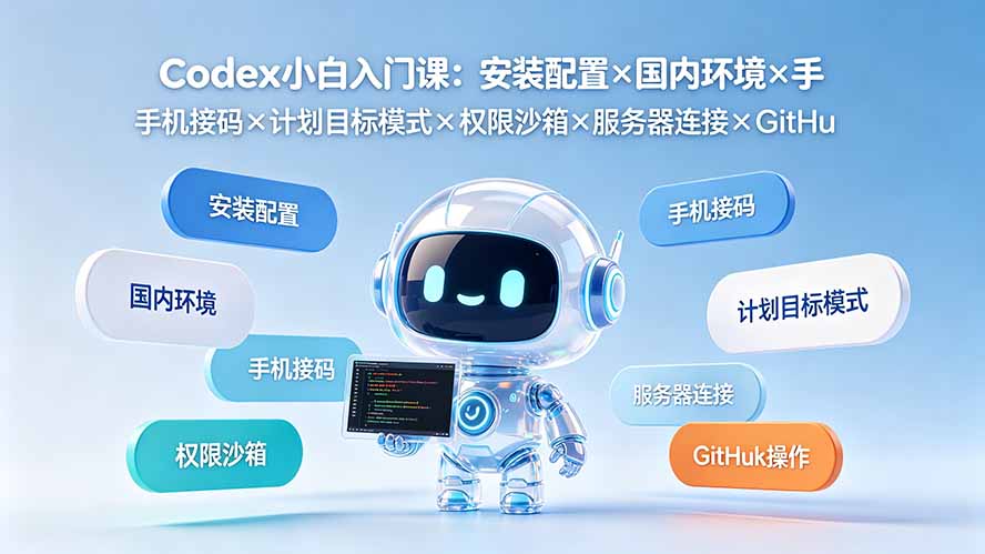 Codex小白入门课：安装配置×国内环境×手机接码×计划目标模式×权限沙箱×服务器连接×GitHub操作-吾爱云课堂