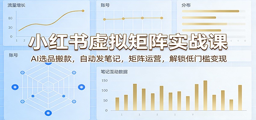 小红书虚拟矩阵实战课：AI选品搬款，自动发笔记，矩阵运营，解锁低门槛变现-吾爱云课堂