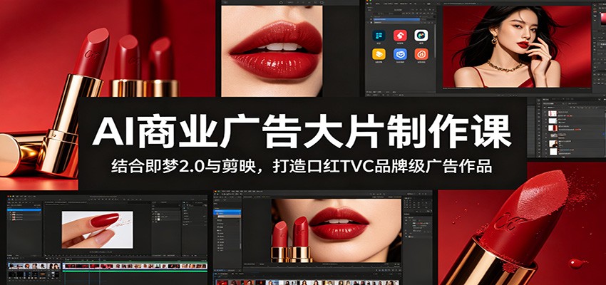 AI商业广告大片制作课：结合即梦2.0与剪映，打造口红TVC品牌级广告作品-吾爱云课堂