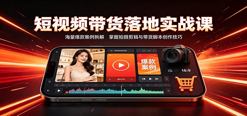 短视频带货落地实战课：海量爆款案例拆解，掌握拍摄剪辑与带货脚本创作技巧-吾爱云课堂