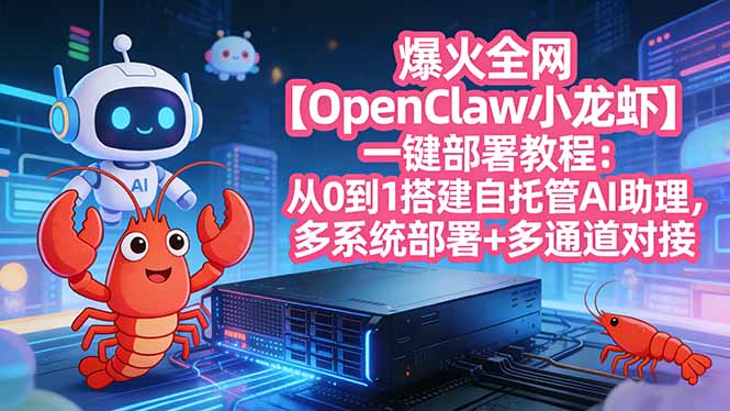 爆火全网【OpenClaw 小龙虾】一键部署教程：从0到1搭建自托管AI助理，多系统部署+多通道对接-吾爱云课堂