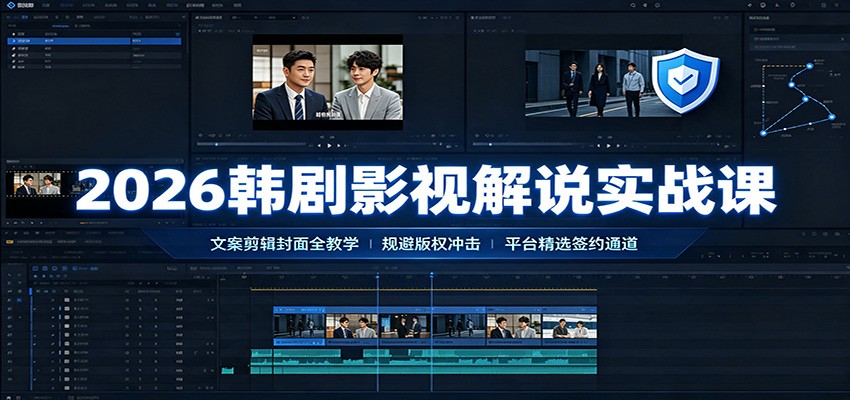 2026韩剧影视解说实战课：文案剪辑封面全教学，规避版权冲击平台精选签约通道-吾爱云课堂