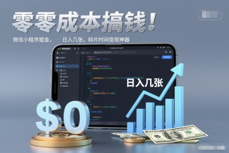 零成本搞钱，微信小程序掘金，简单易操作，日入几张，碎片时间变现神器【揭秘】-吾爱云课堂