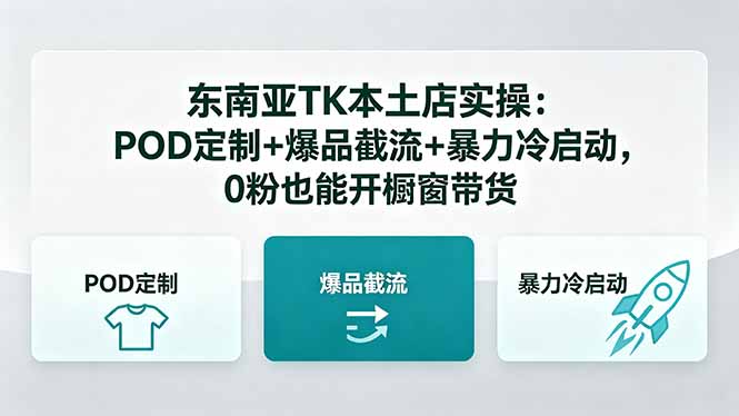东南亚TK本土店实操-5月更新：POD定制+爆品截流+暴力冷启动，0粉也能开橱窗带货-吾爱云课堂