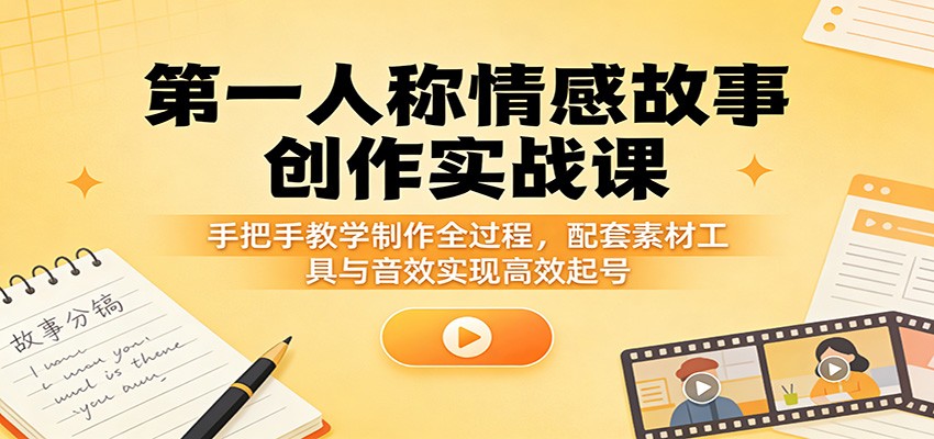第一人称情感故事创作实战课：手把手教学制作全过程，配套素材工具与音效实现高效起号-吾爱云课堂