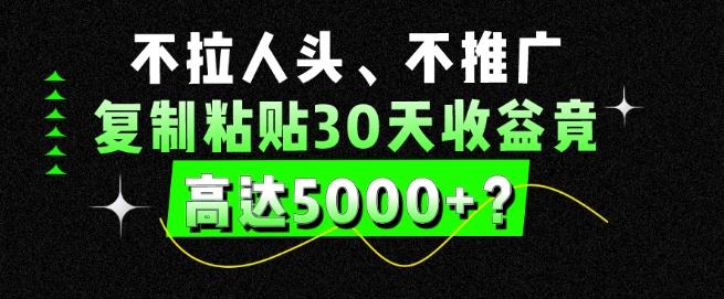 不拉人头、不推广,复制粘贴30天收益竟高达5000+?-吾爱云课堂
