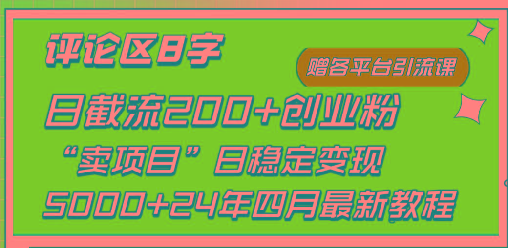 (9851期)评论区8字日载流200+创业粉 日稳定变现5000+24年四月最新教程!-吾爱云课堂