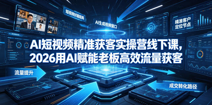 AI短视频精准获客实操营6月10-14号线下课,2026用AI赋能老板高效流量获客-吾爱云课堂