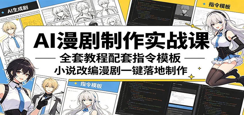 AI漫剧制作实战课：全套教程配套指令模板，小说改编漫剧一键落地制作-吾爱云课堂