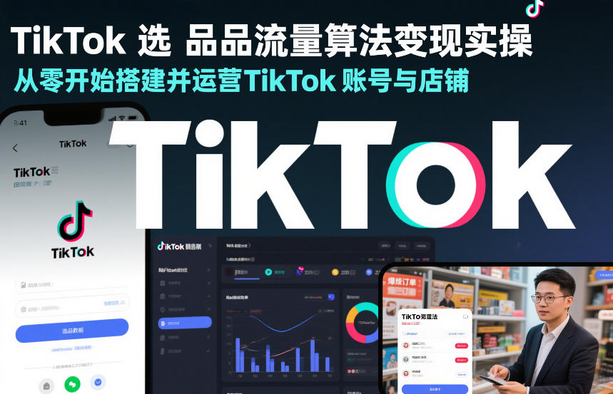 TikTok选品流量算法变现实操，从零开始搭建并运营TikTok账号与店铺-吾爱云课堂