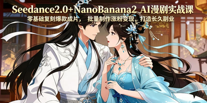 Seedance2.0+NanoBanana2 AI漫剧实战课，零基础复刻爆款成片涨粉变现，打造长久副业收益-吾爱云课堂