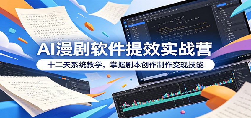 AI漫剧软件提效实战营：十二天系统教学，掌握剧本创作制作变现技能-吾爱云课堂