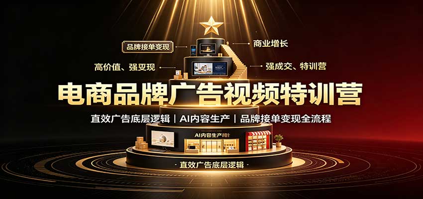 电商品牌广告视频特训：直效广告底层逻辑，AI内容生产，品牌接单变现全流程-吾爱云课堂